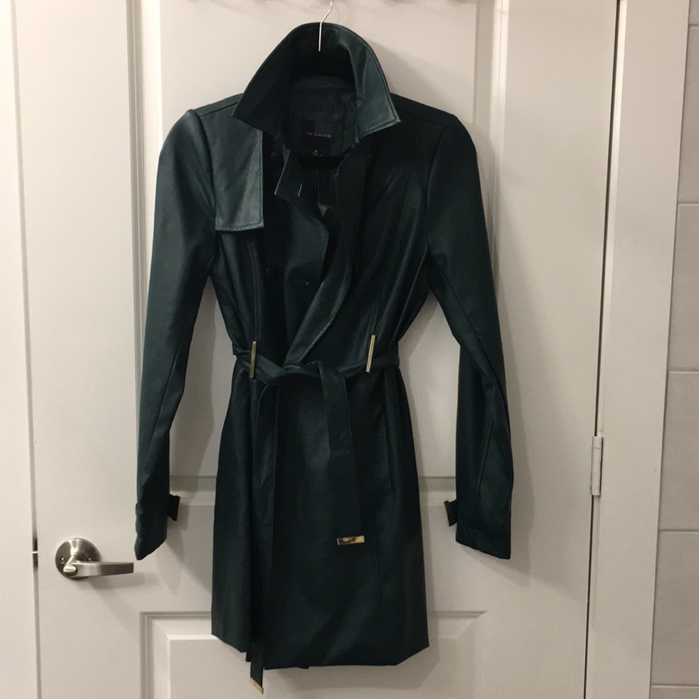 NWT Emerald Green Vegan Leather Trench coat